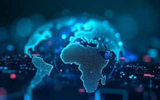 Abstrakt visualisering av komplekse datanettverk.